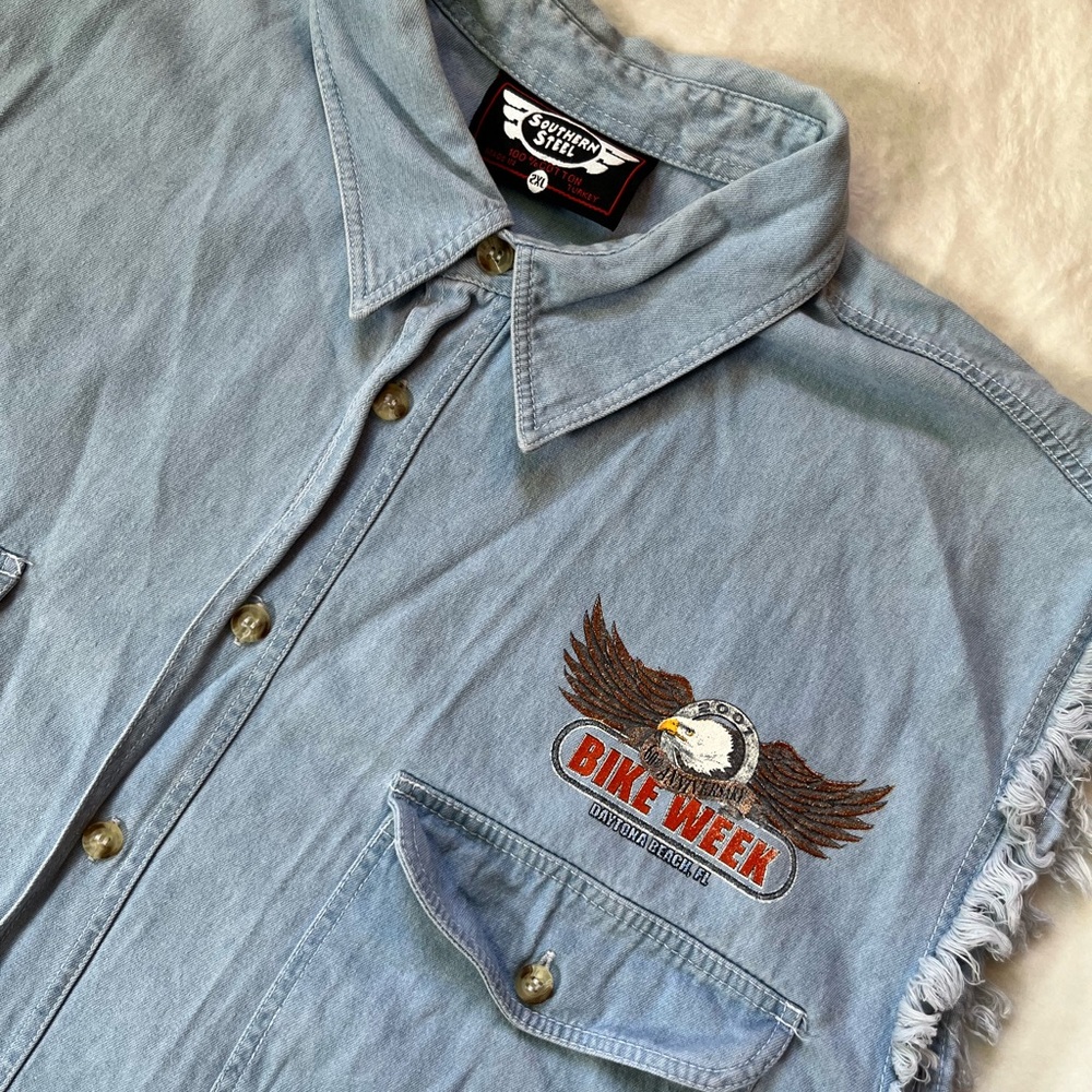 CROPPED DENIM BIKE WEEK VEST